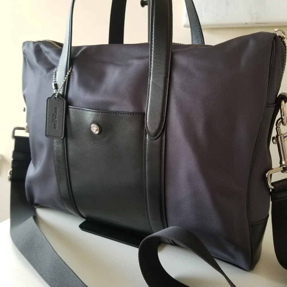 Coach Charles Slim Brief Bag Nylon & Leather Crossbody Strap F21087